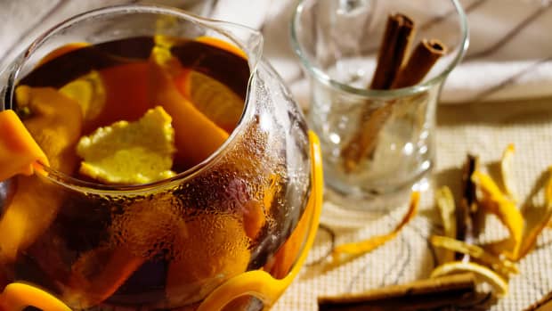 orange peel tea with cinnamon sticks
